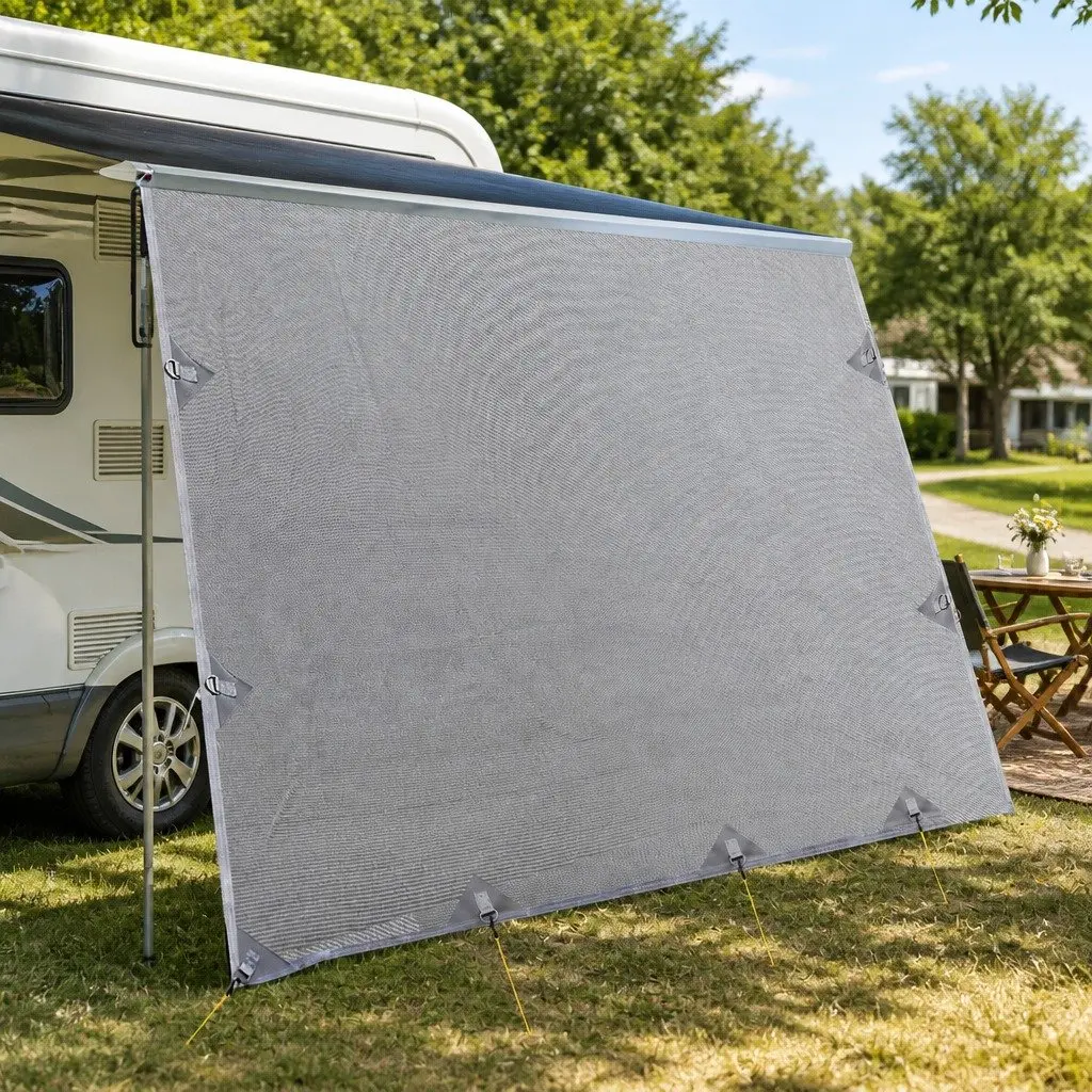 Caravan Privacy Screen Awning UV Protection 4M x 1.95M Grey