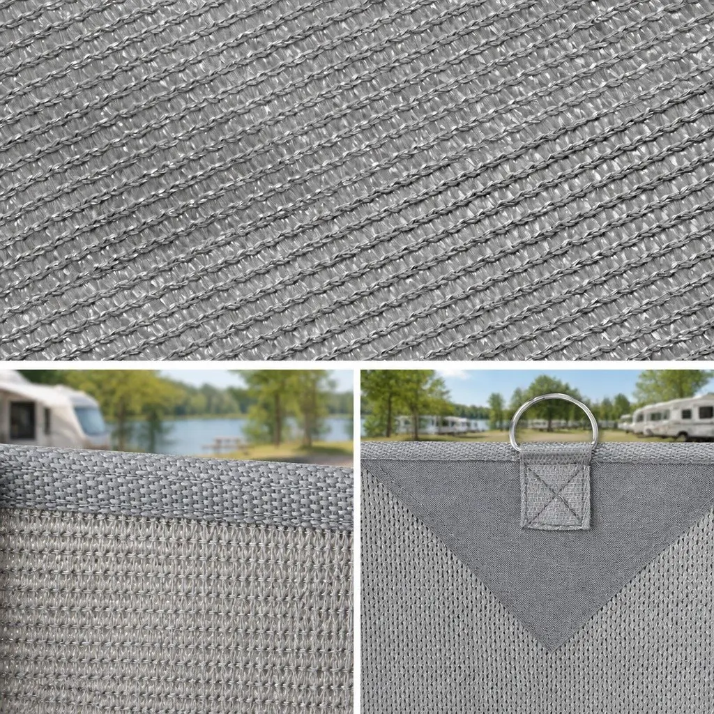 Caravan Privacy Screen UV Protected 4.6x1.95M Grey Shade Awning End Wall