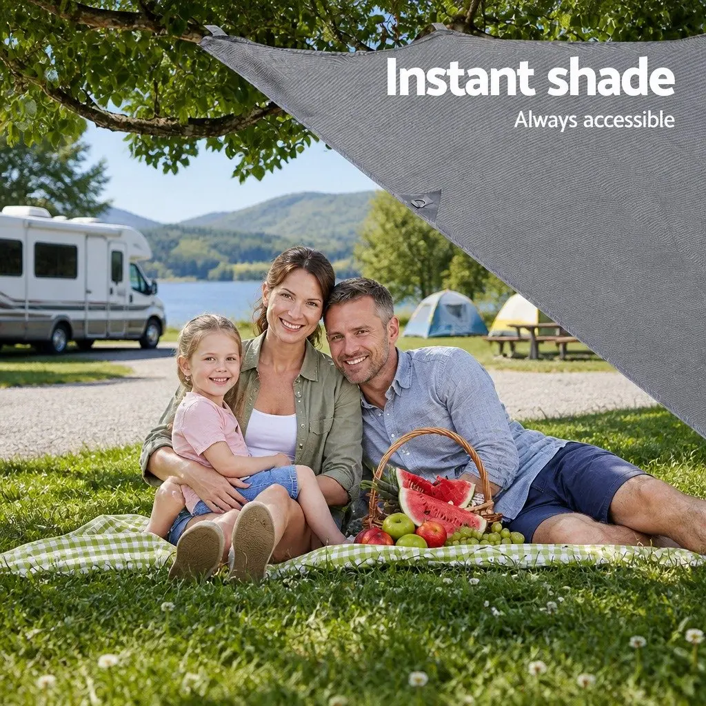 Caravan Privacy Screen UV Protected 4.6x1.95M Grey Shade Awning End Wall
