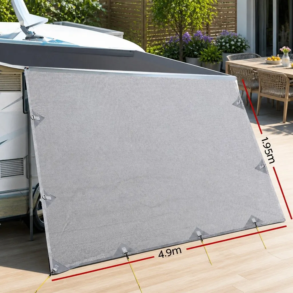 Caravan Privacy Screen End Wall Shade 4.9 x 1.95M Grey