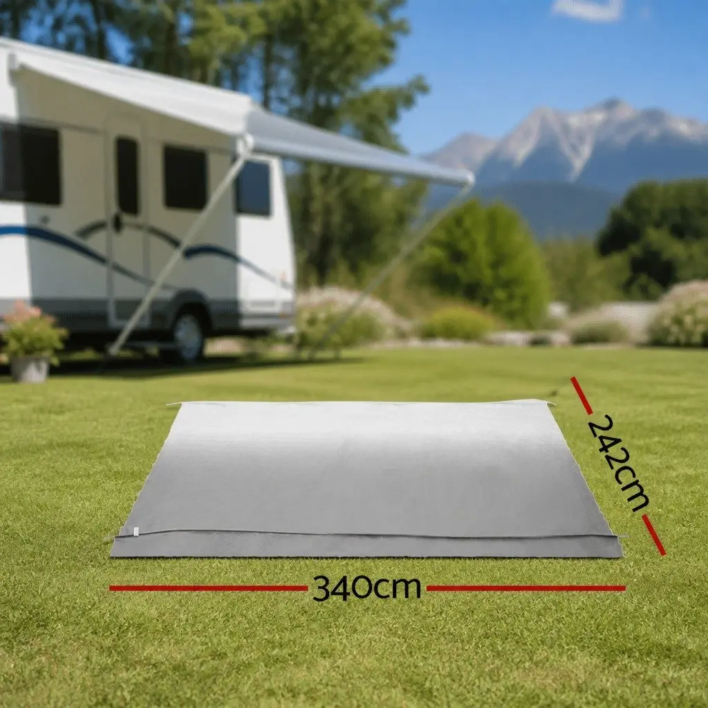 Caravan Awning Replacement Fabric Outdoor Shelter 3.40M x 2.42M Grey