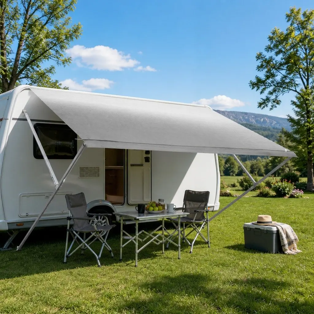 Caravan Awning Replacement Fabric Outdoor Shelter 3.95M x 2.42M Grey