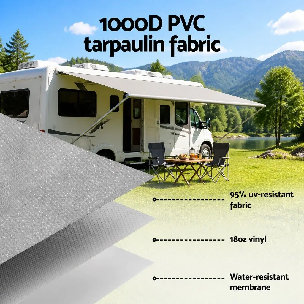 Caravan Awning Replacement Fabric Outdoor Shelter 3.95M x 2.42M Grey