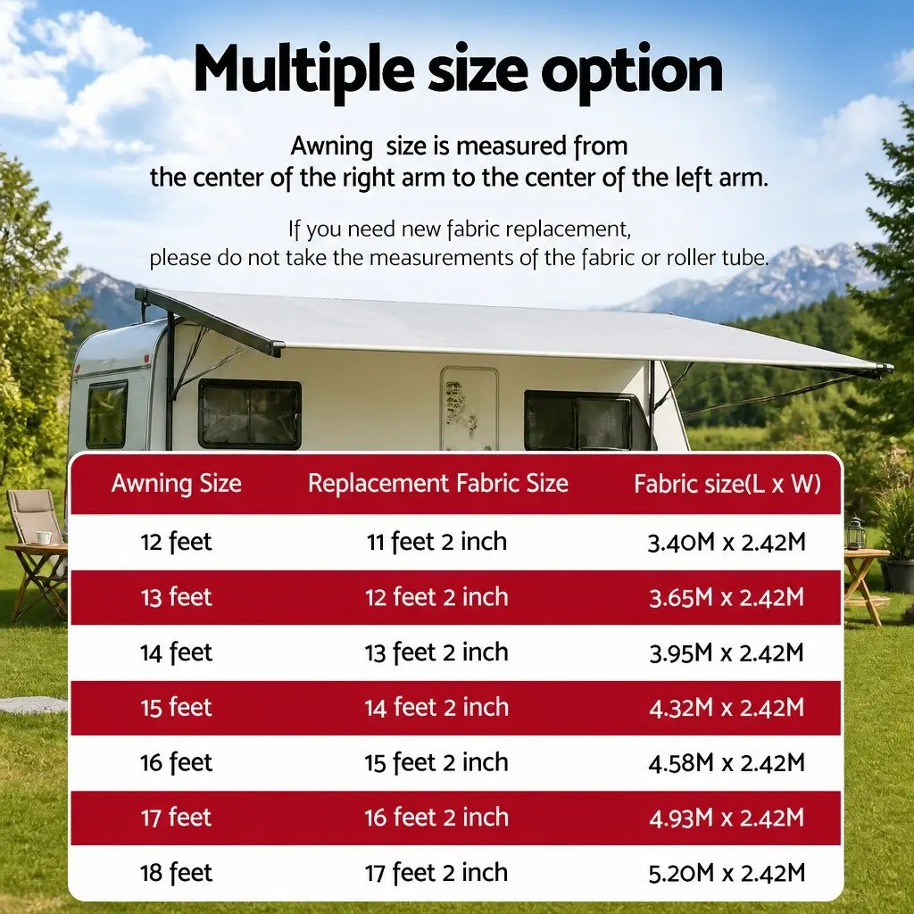 Caravan Awning Replacement Fabric Outdoor Shelter 3.95M x 2.42M Grey