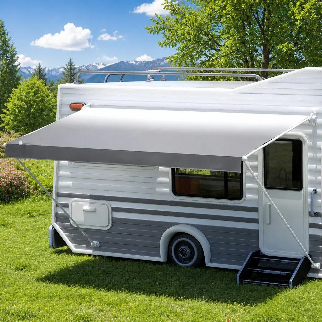 Caravan Awning Replacement Fabric Outdoor Shelter 3.95M x 2.42M Grey