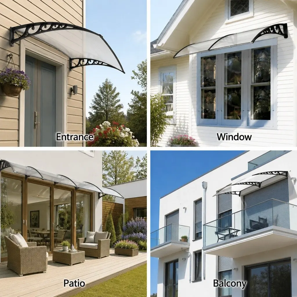 Awning Window Door UV Rain Resistant 1m x 1m Transparent Panel DIY Installation
