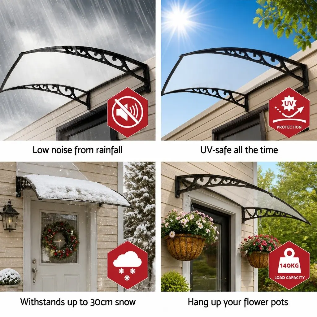 Awning Window Door UV Rain Resistant 1m x 1m Transparent Panel DIY Installation