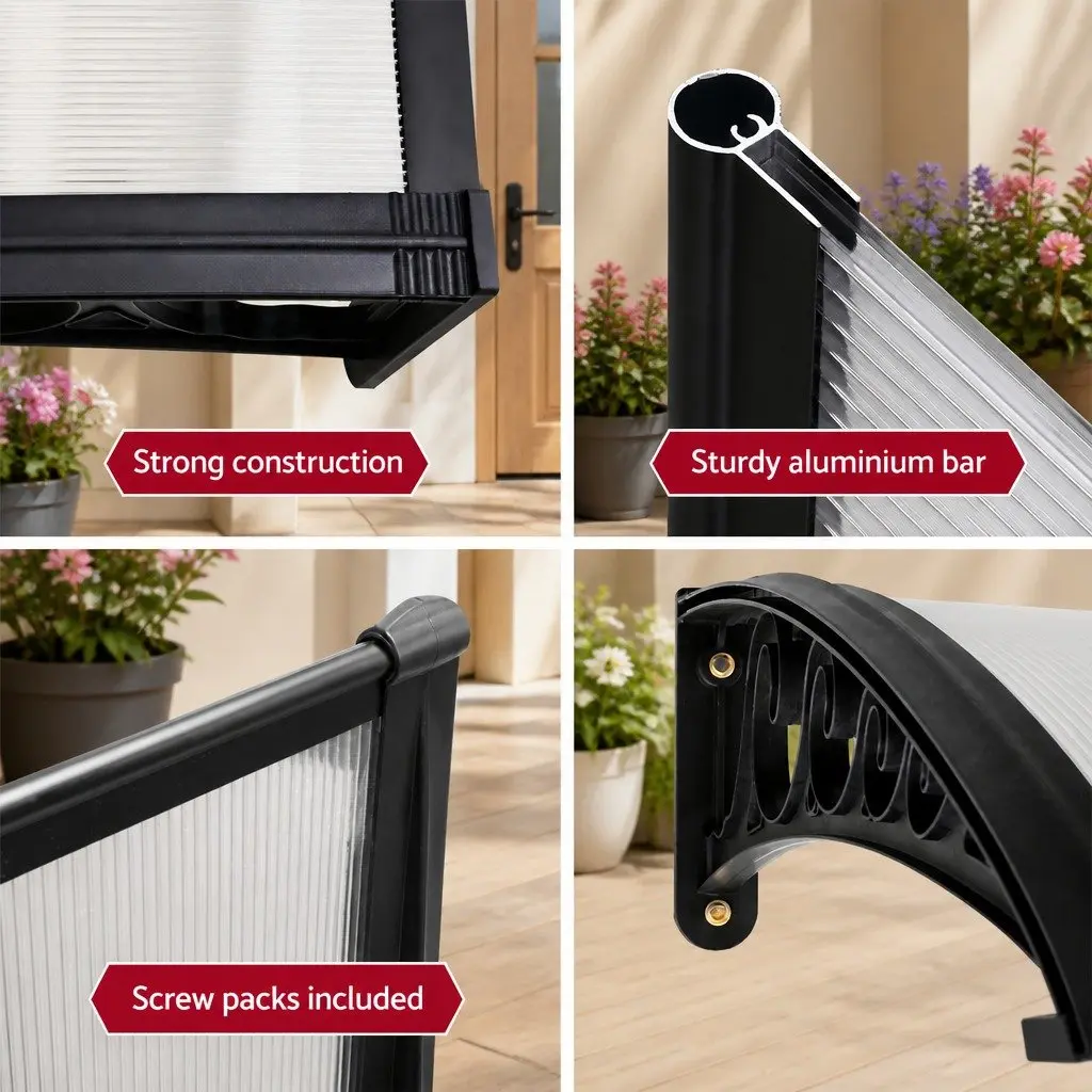 Awning Window Door UV Rain Resistant 1m x 1m Transparent Panel DIY Installation