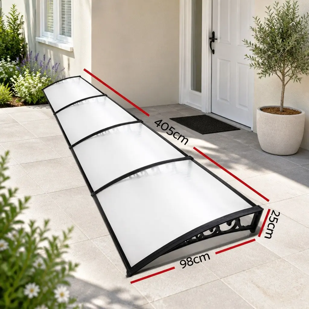 Awning Door Window 1m x 4m Transparent PC Panel Outdoor Sun Rain