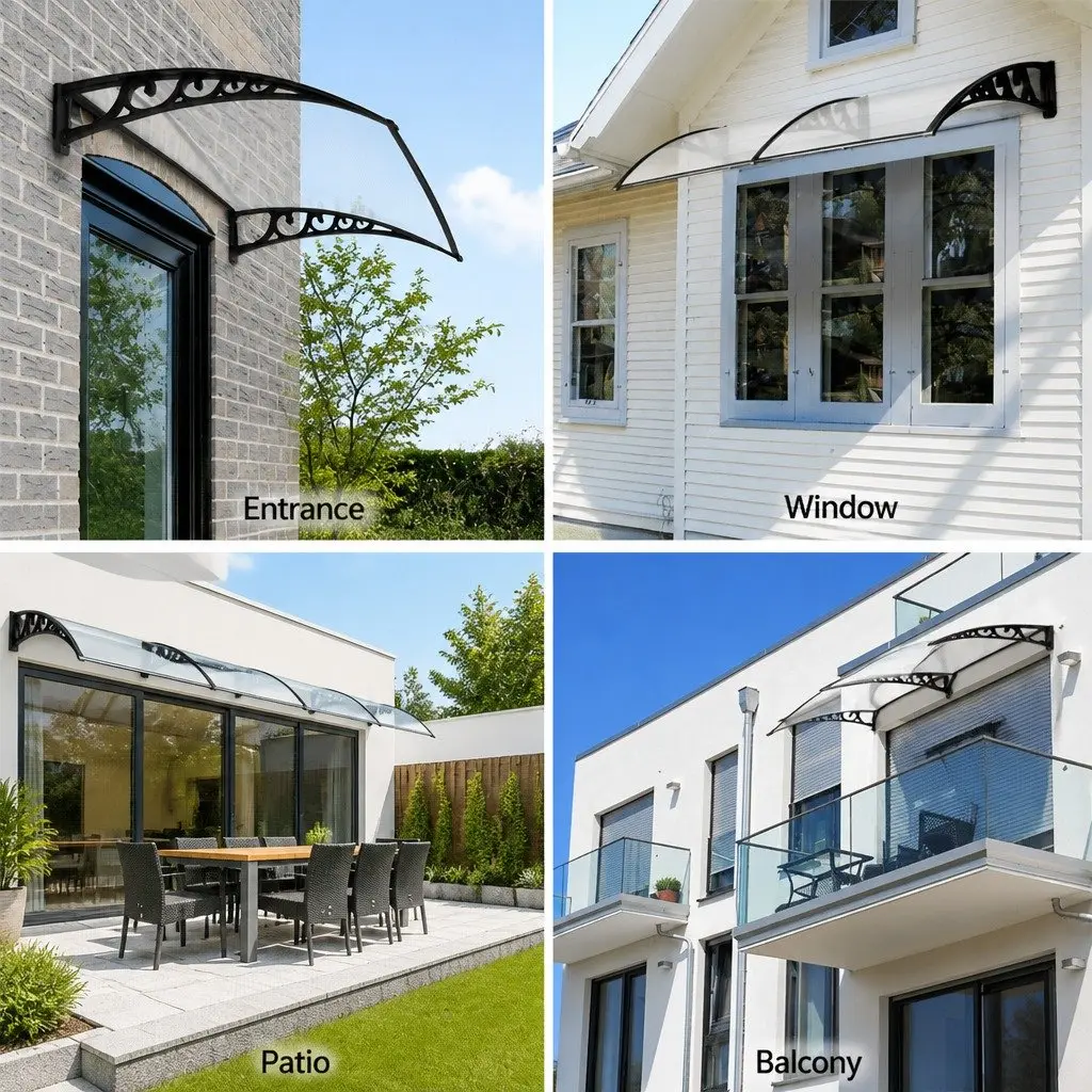 Awning Door Window 1m x 4m Transparent PC Panel Outdoor Sun Rain