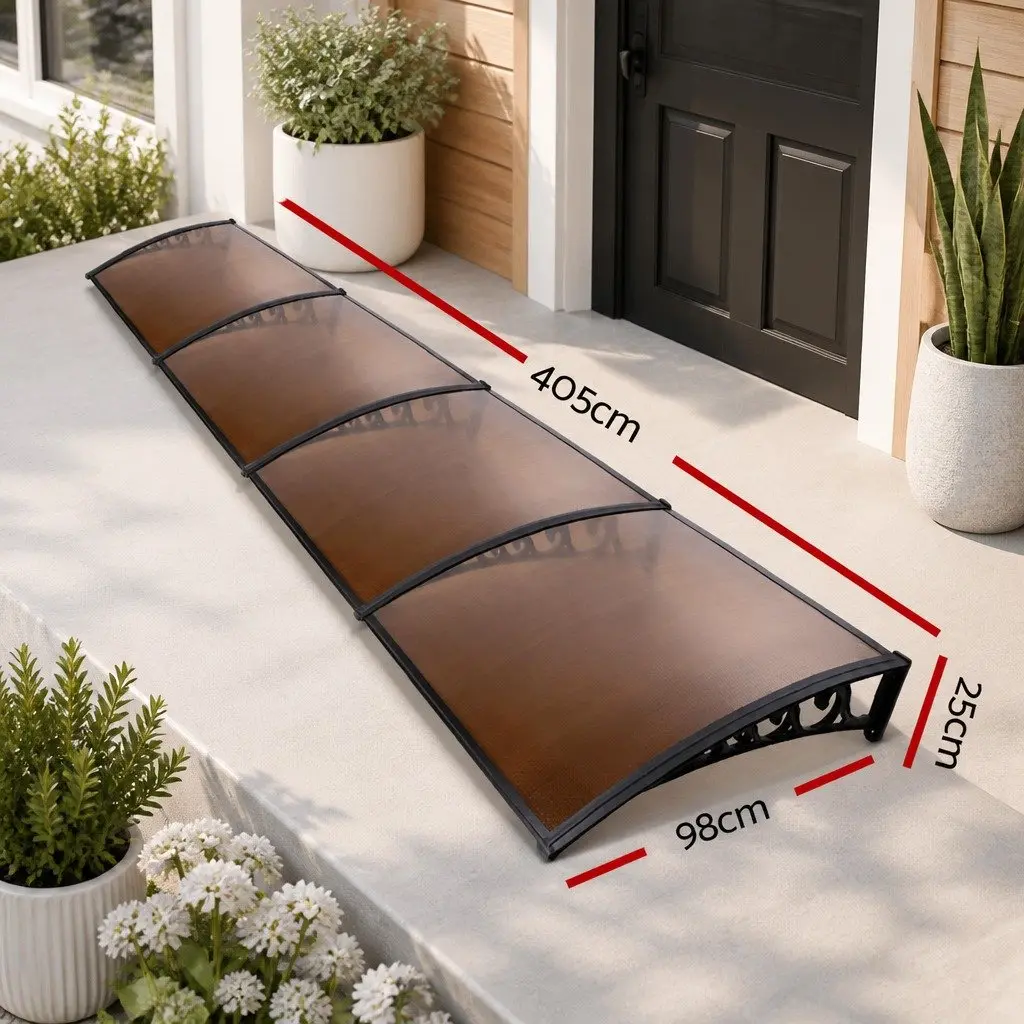Awning Polycarbonate Panel Shade Canopy Cover 1m x 4m Brown