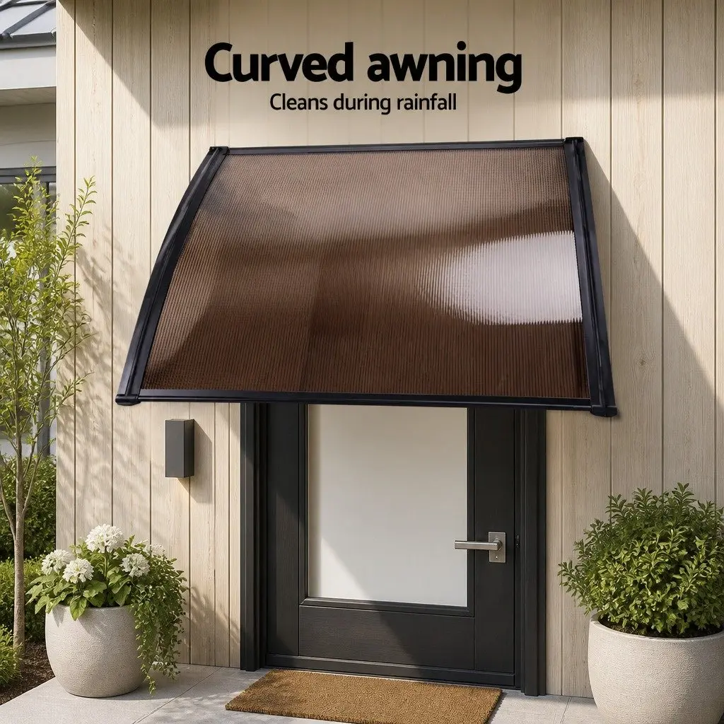 Awning Polycarbonate Panel Shade Canopy Cover 1m x 4m Brown