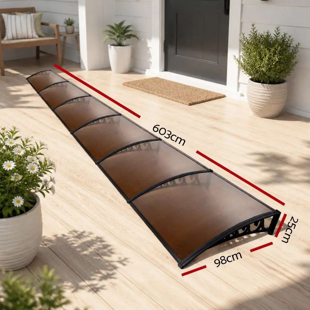 Awning Weather Protection 1m x 6m Brown PC Panel