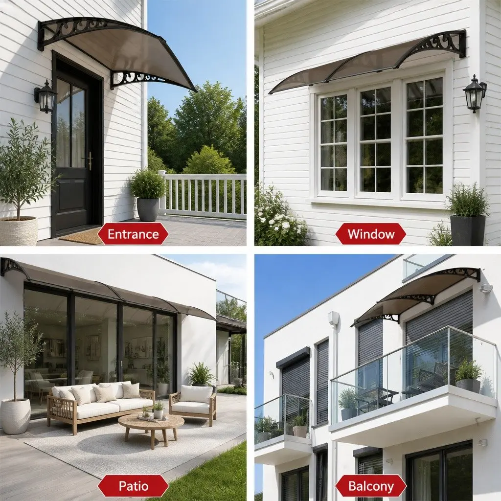 Awning Weather Protection 1m x 6m Brown PC Panel