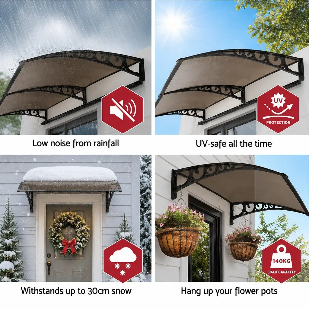 Awning Weather Protection 1m x 6m Brown PC Panel