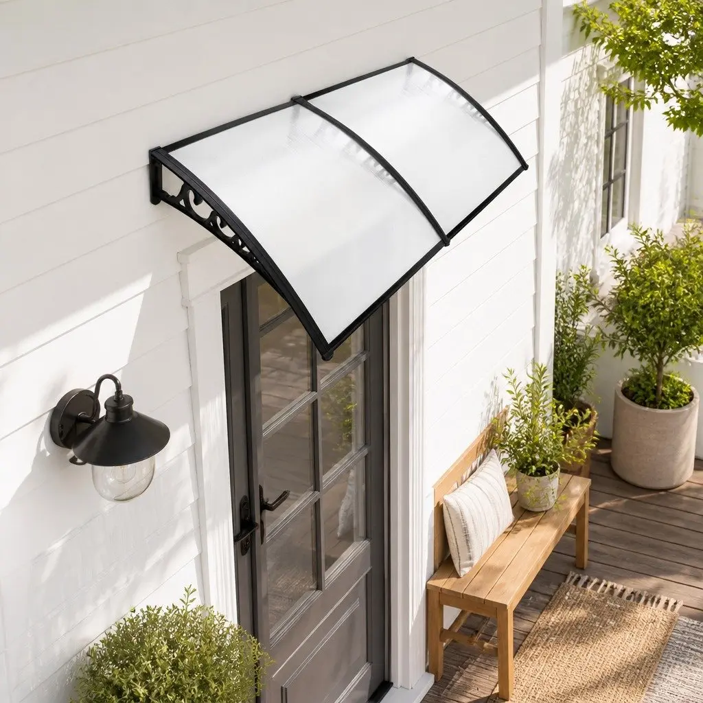 Awning Sunshade 1m x 2.4m Transparent PC Panel for Window and Door Protection