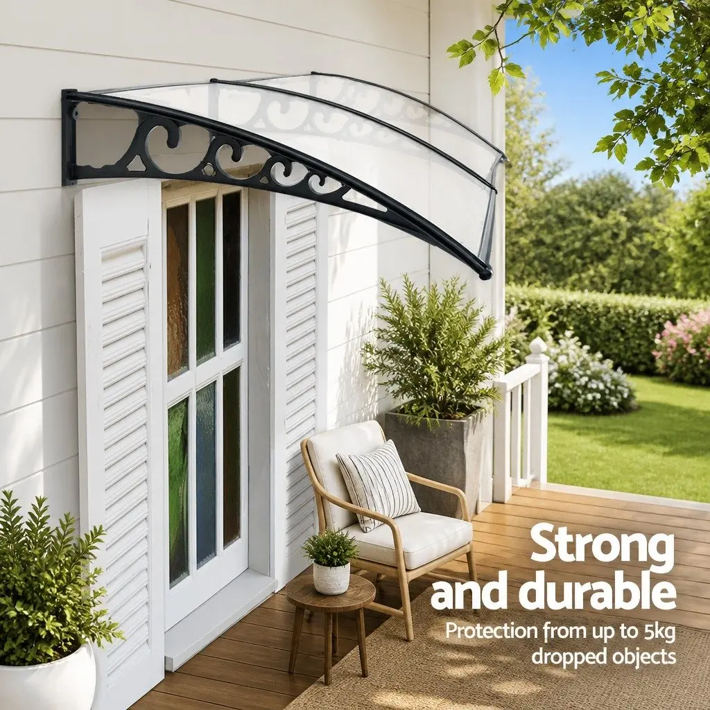 Awning Sunshade 1m x 2.4m Transparent PC Panel for Window and Door Protection