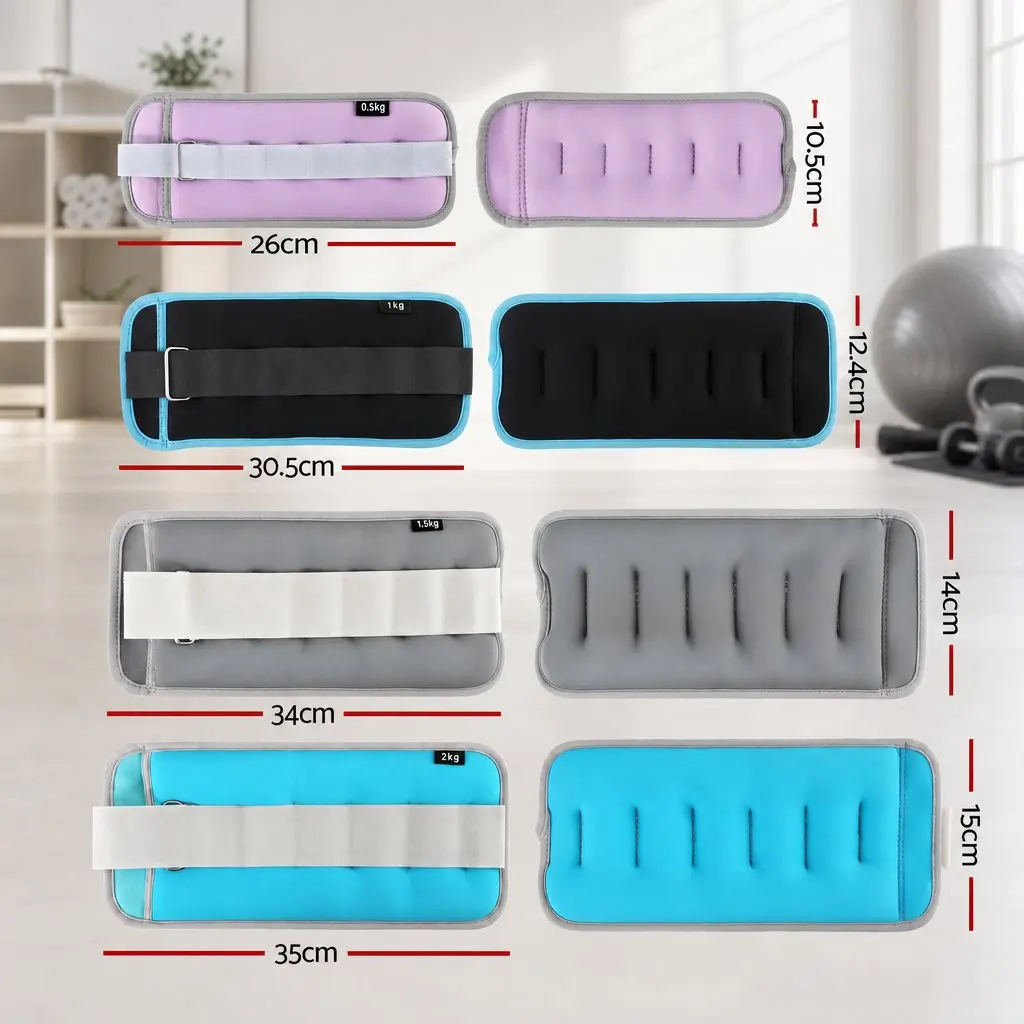 Ankle Wrist Weights Set 4 Pair Home Fitness Walking Running 1kg 2kg 3kg 4kg