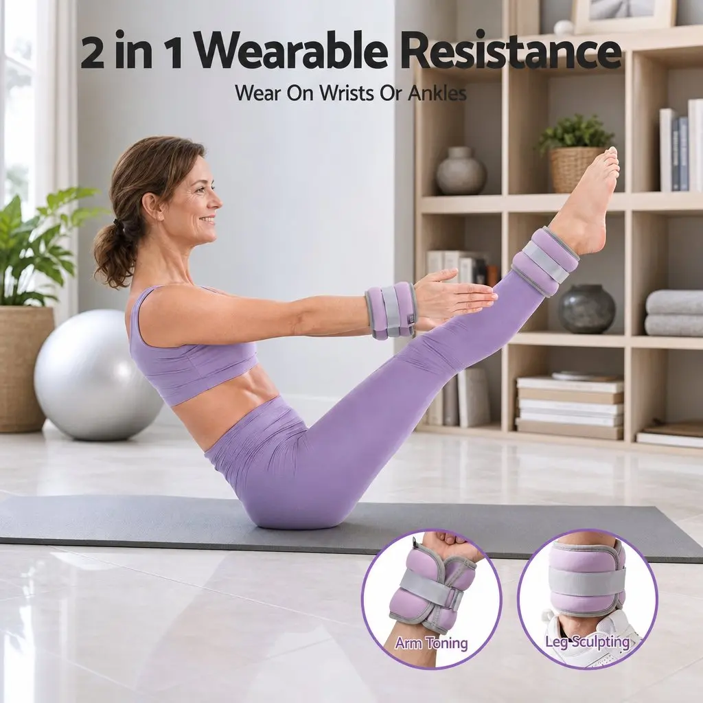 Ankle Wrist Weights Set 4 Pair Home Fitness Walking Running 1kg 2kg 3kg 4kg