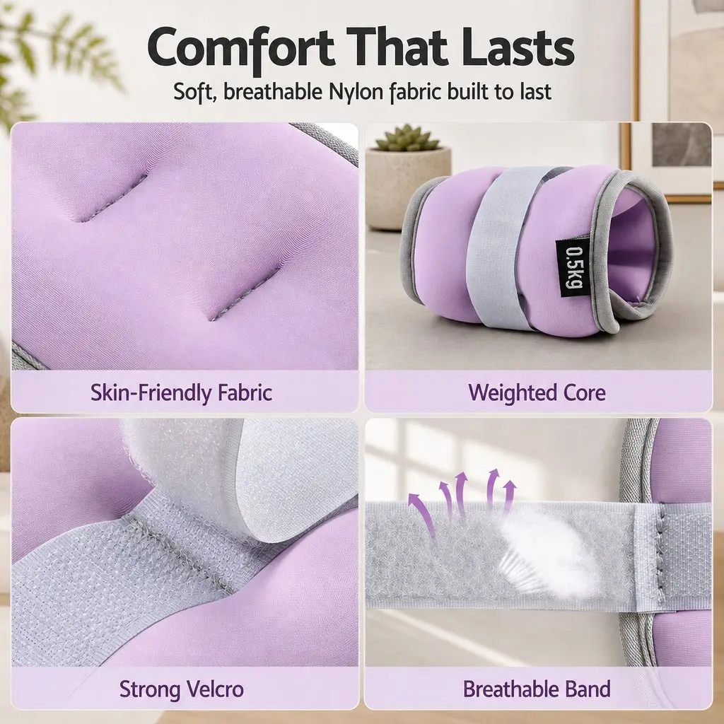 Ankle Wrist Weights Set 4 Pair Home Fitness Walking Running 1kg 2kg 3kg 4kg