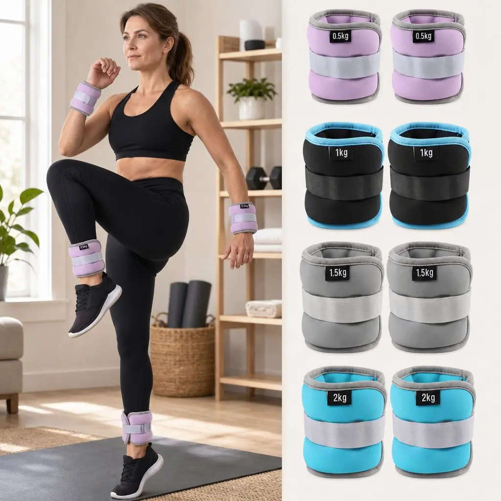 Ankle Wrist Weights Set 4 Pair Home Fitness Walking Running 1kg 2kg 3kg 4kg