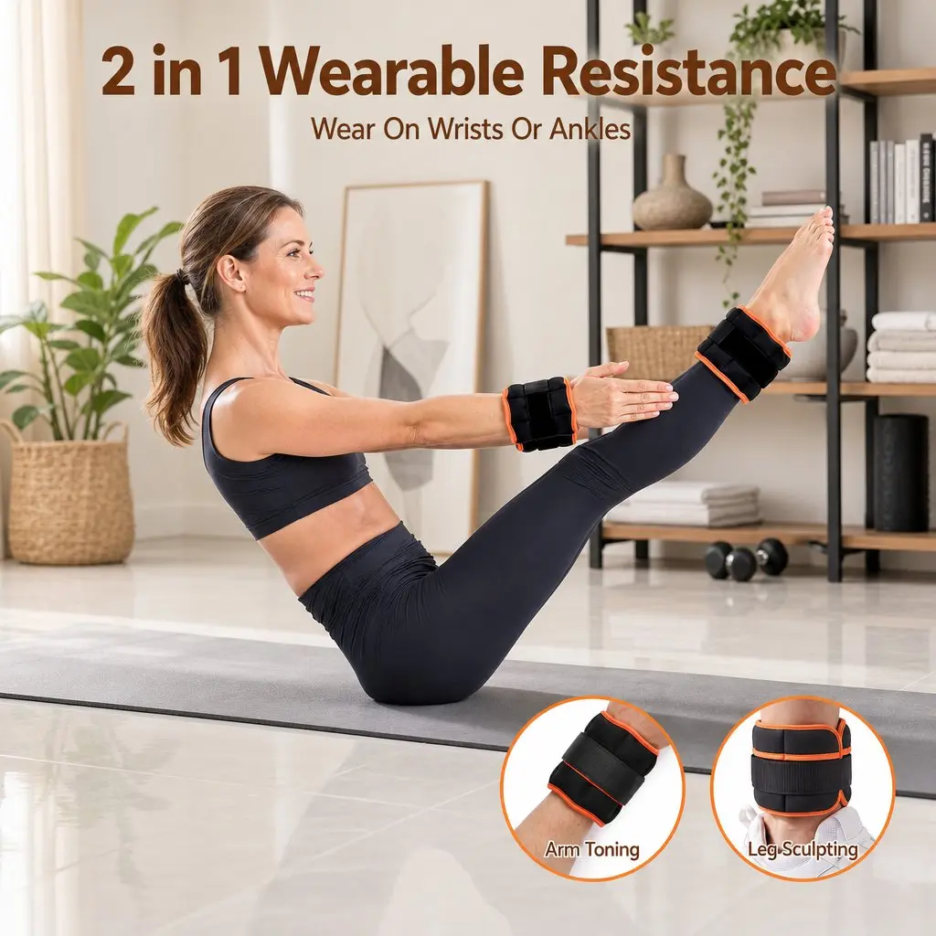 Adjustable Ankle Weights 1 Pair Removable Sandbags Wrist Leg Weights Home Gym