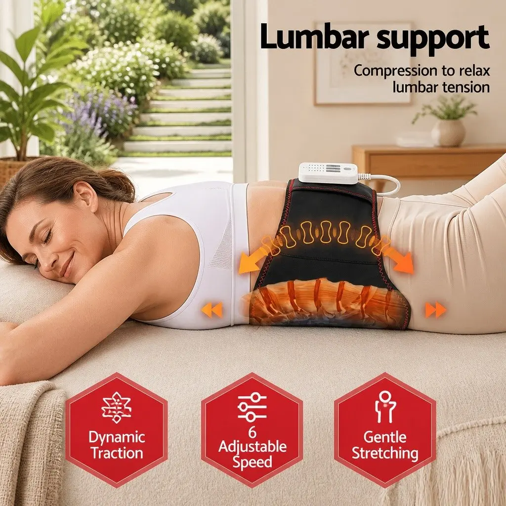 Lumbar Support Belt Back Massager with Airbag Traction Heat Vibration Relief