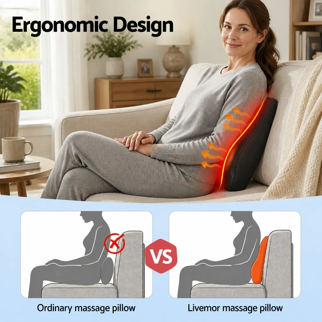 Back Massager with Heat and Traction Neck Shoulder Massage Pillow Lumbar Support