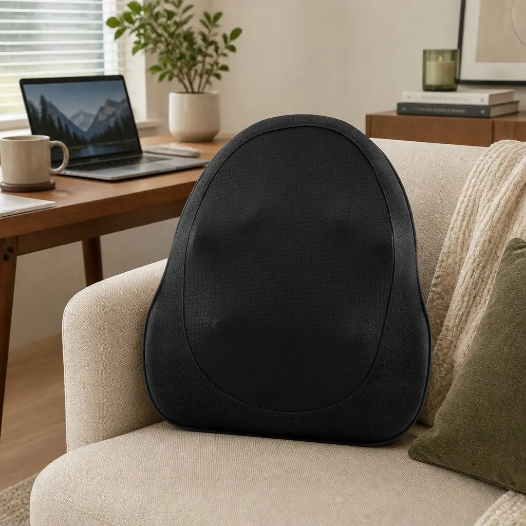 Back Massager Cordless Electric Neck Shoulder Lumbar Pillow 3-Speed Kneading Black