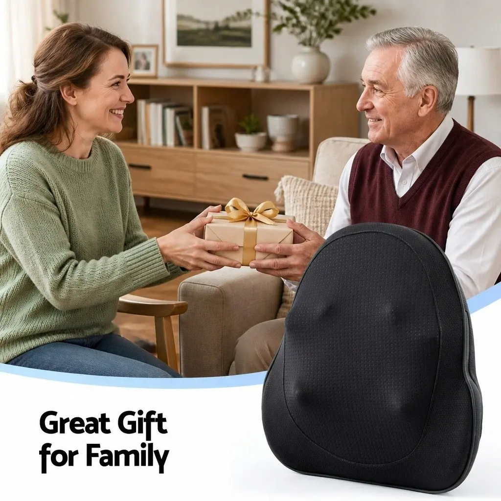 Back Massager Cordless Electric Neck Shoulder Lumbar Pillow 3-Speed Kneading Black