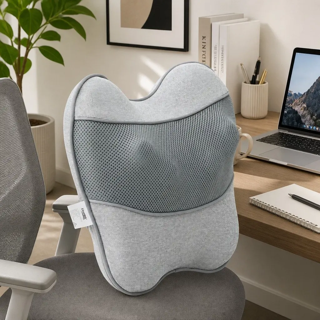 Back Massage Pillow USB Neck Shoulder Lumbar Support 3-Speed Heat Relief