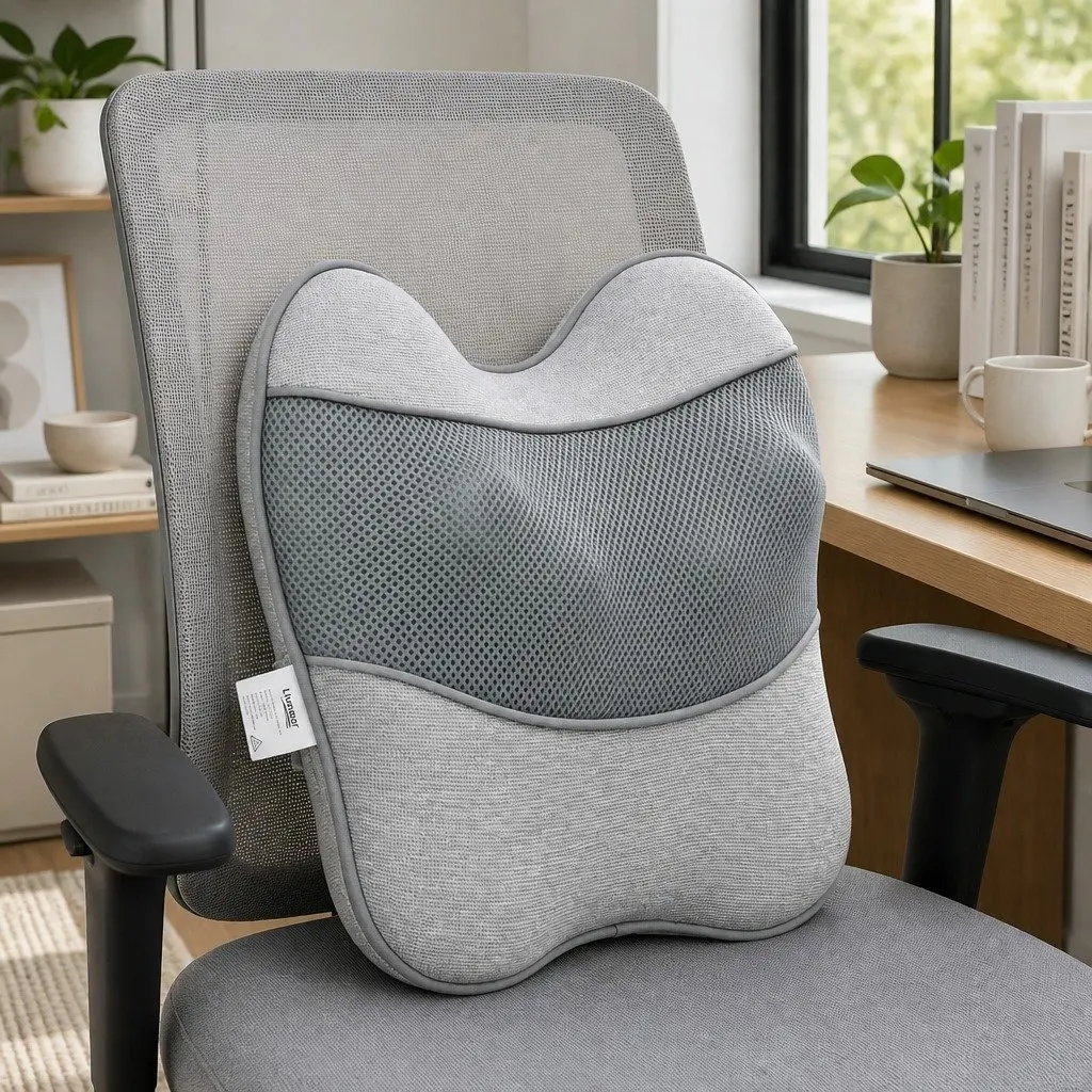 Back Massage Pillow USB Neck Shoulder Lumbar Support 3-Speed Heat Relief