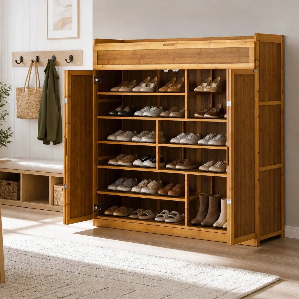 Bamboo Shoe Rack with 7 Shelves
