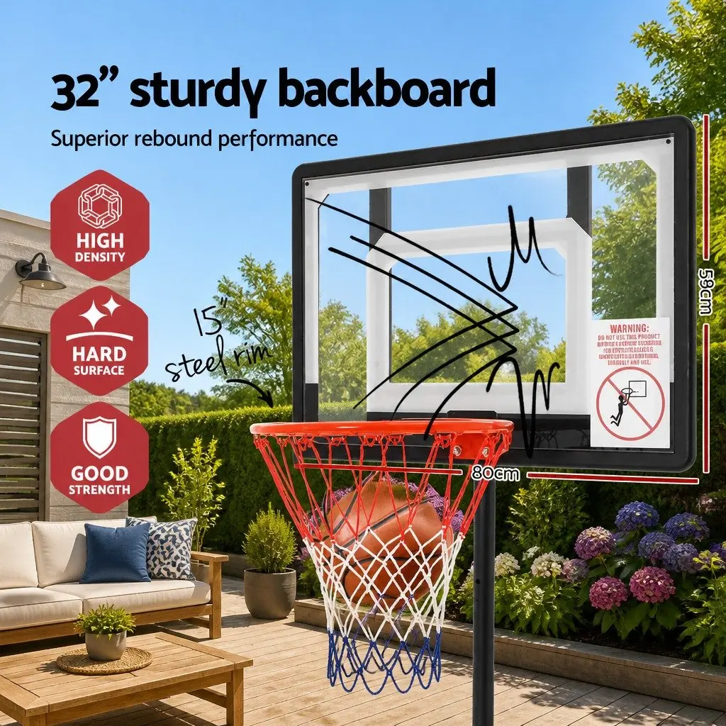Basketball Hoop Stand System Adjustable 1.6m to 2.1m Portable Kids Youth Black