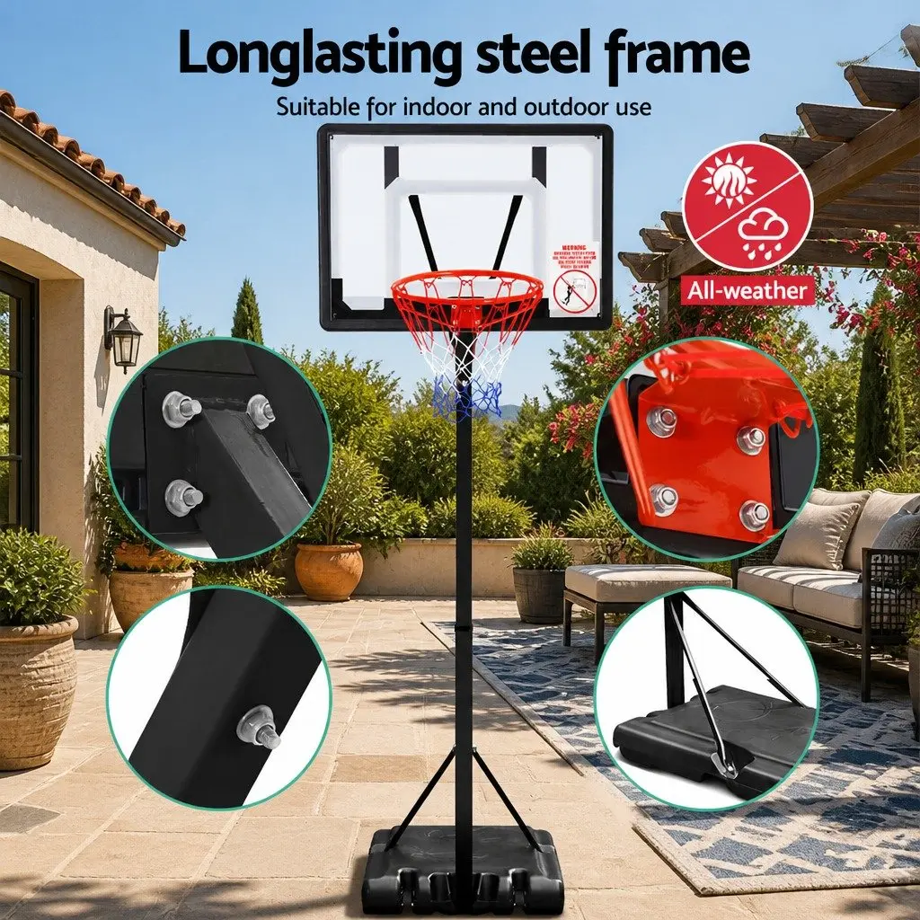 Basketball Hoop Stand System Adjustable Height 2.1m to 2.6m Portable Kids Youth Pro
