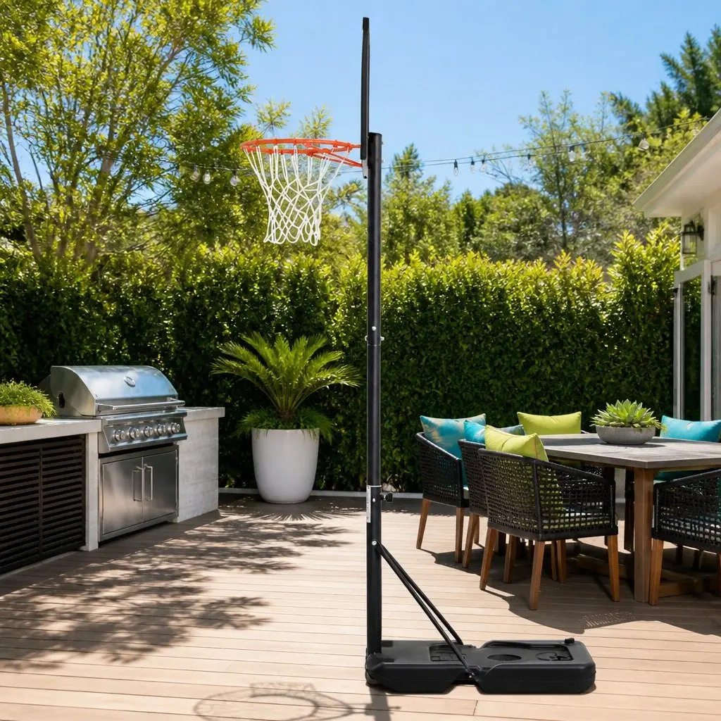 Basketball Hoop Portable Height Adjustable 1.1m to 3.05m Orange Wheeled Base