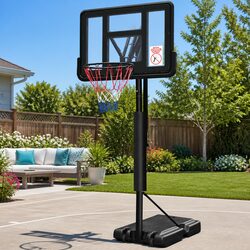Basketball Hoop Stand System Adjustable 2.25m to 3.07m Portable 44" Backboard