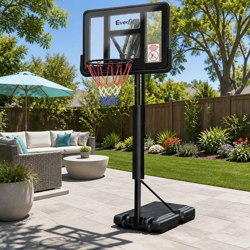Basketball Hoop Stand System Adjustable 2.25m to 3.07m Portable 44" Backboard