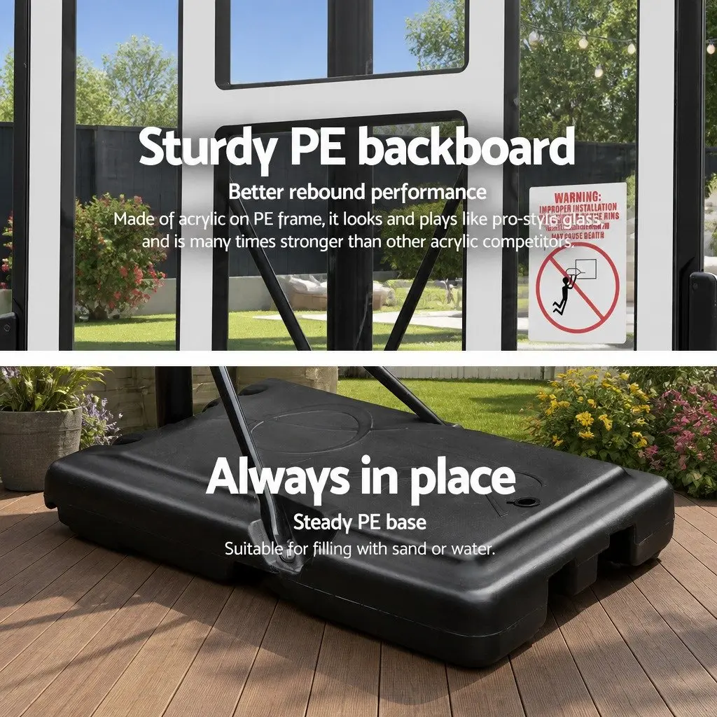 Basketball Hoop Stand System Adjustable Height 2.45m to 3.05m Portable Acrylic