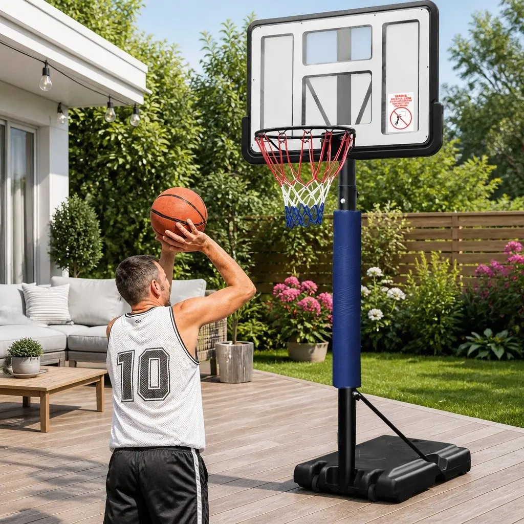 Basketball Hoop Stand System Adjustable Height 2.45m to 3.05m Portable Acrylic