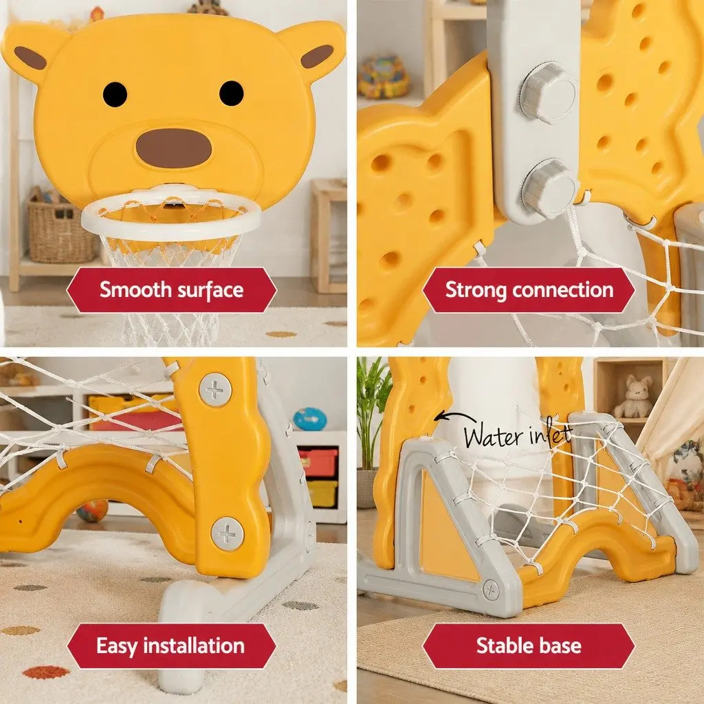 Kids Basketball Hoop Stand Adjustable Height 5-in-1 Sports Activity Centre