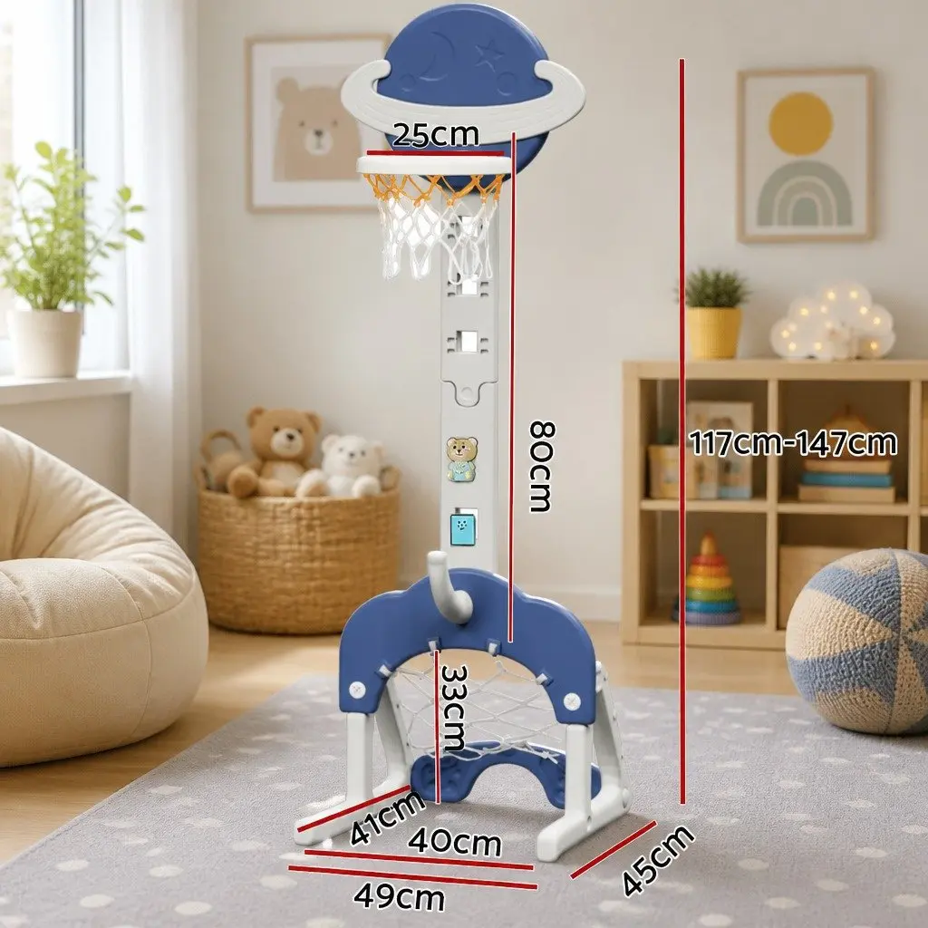 Kids Adjustable Basketball Stand 6-in-1 Activity Center
