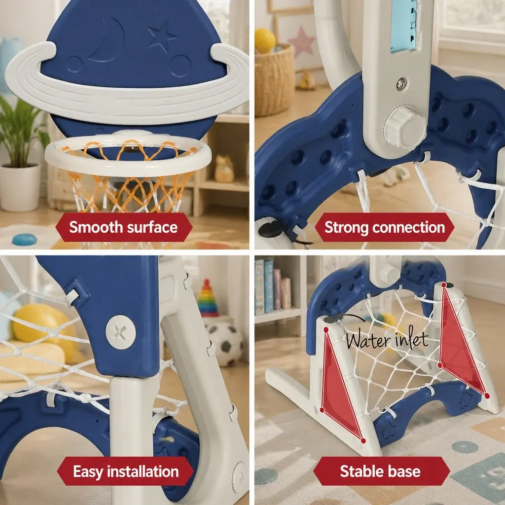 Kids Adjustable Basketball Stand 6-in-1 Activity Center