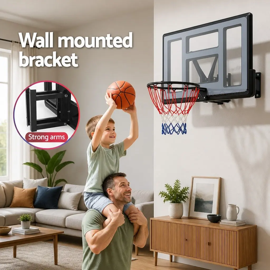 Basketball Hoop Wall Mounted Sports System 45 Inch Blue