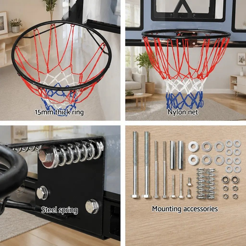 Basketball Hoop Wall Mounted Sports System 45 Inch Blue