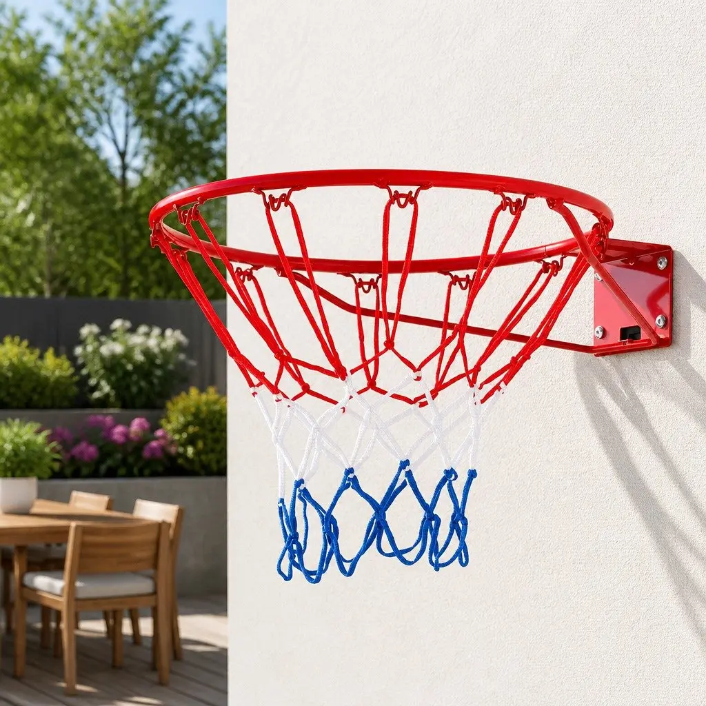 Basketball Ring Hoop Rim Goal Net 45cm Red Outdoor Play Equipment