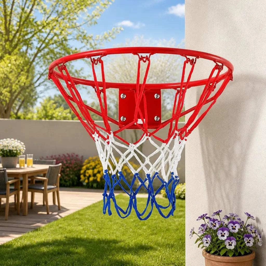 Outdoor Basketball Hoop Rim Goal 45cm Red Adjustable Height Play Equipment