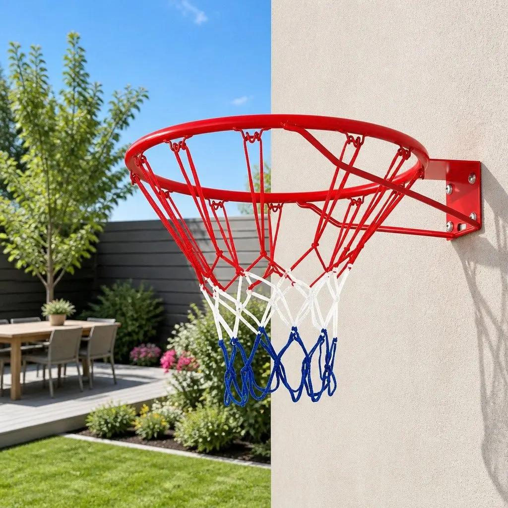 Outdoor Basketball Hoop Rim Goal 45cm Red Adjustable Height Play Equipment