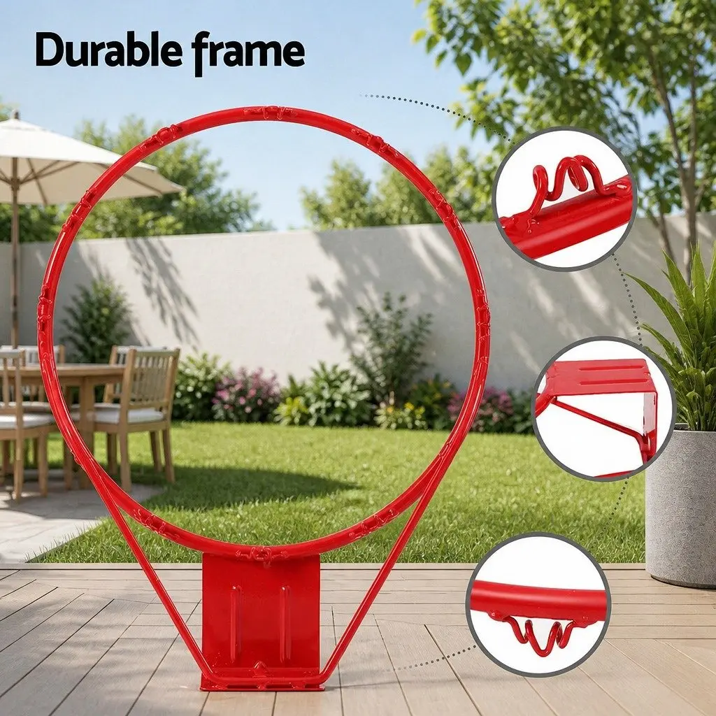 Outdoor Basketball Hoop Rim Goal 45cm Red Adjustable Height Play Equipment