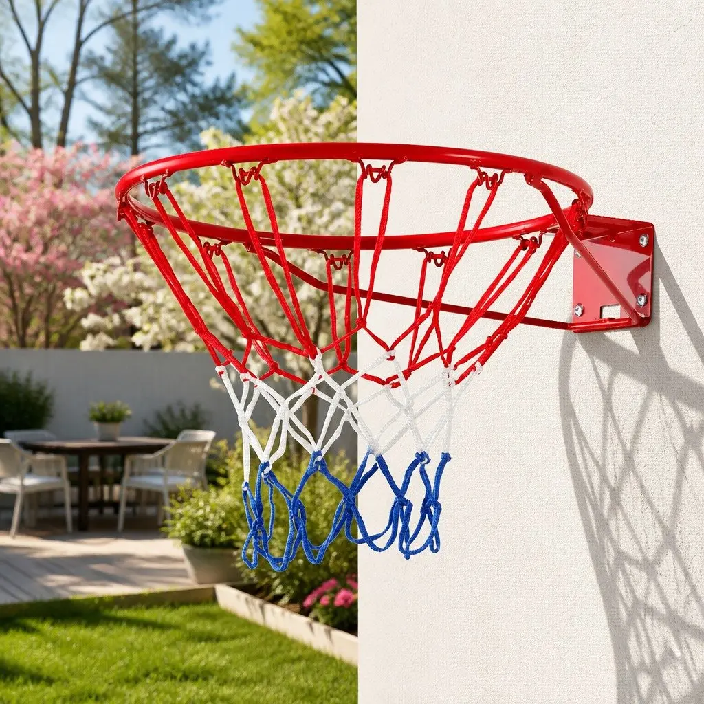 Outdoor Basketball Hoop Rim Goal 45cm Red Adjustable Height Play Equipment